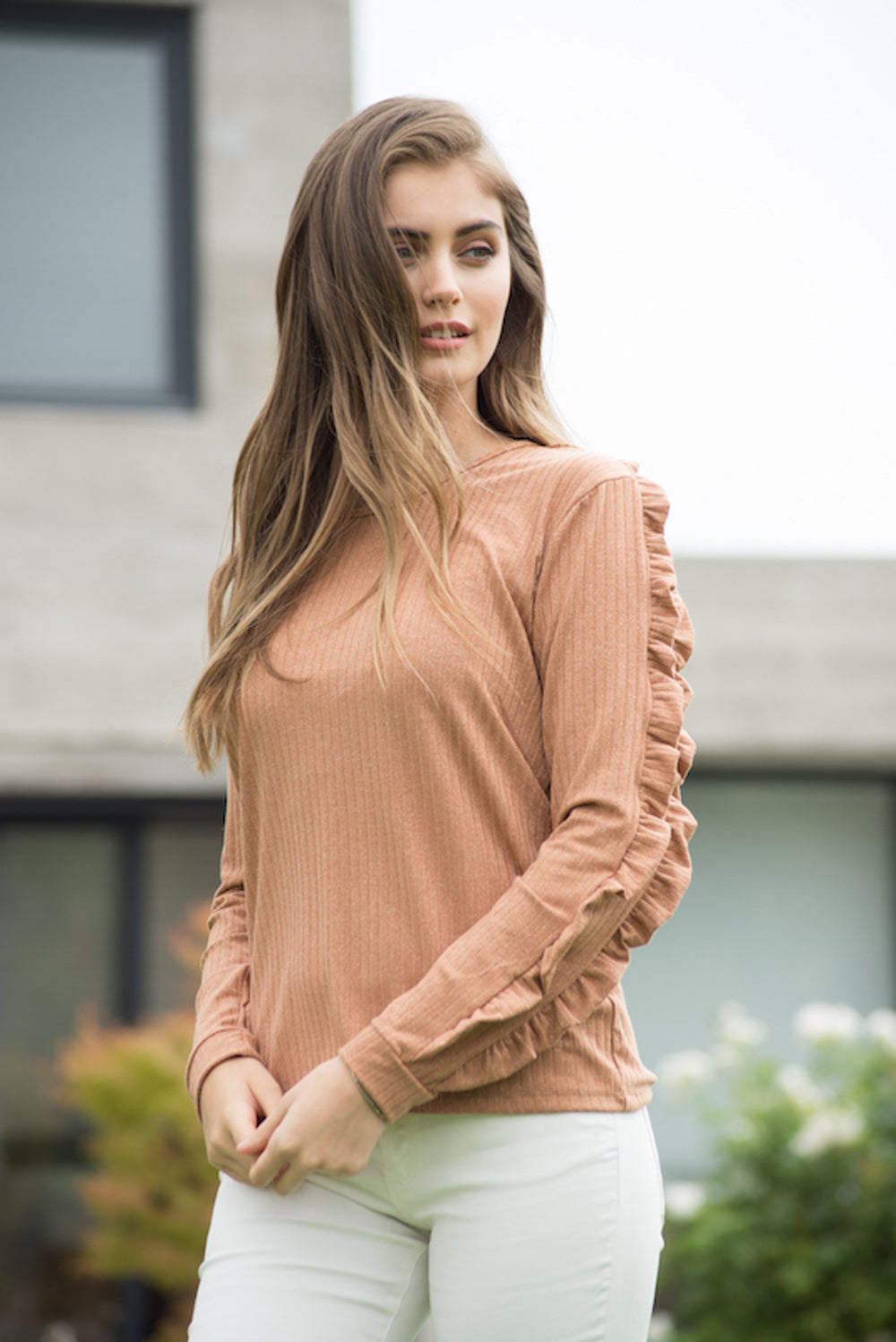 Polera Gardenia Terracota Lurex